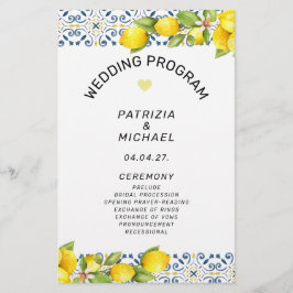Budget Modern Lemon Mediterraan Trouwprogramma Flyer