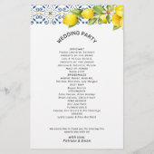 Budget Modern Lemon Mediterraan Trouwprogramma Flyer (Achterkant)