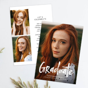 Budget Modern Lettering 3 Foto Graduation Party Kaart