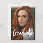 Budget Modern Lettering Twee Foto Graduation Party Kaart (Voorkant)