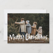 Budget Modern Lettering Twee foto Vrolijk Kerstfee Feestdagenkaart (Voorkant)