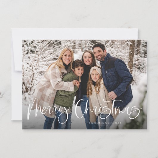 Budget Modern Lettering Twee foto Vrolijk Kerstfee Feestdagenkaart (Voorkant)