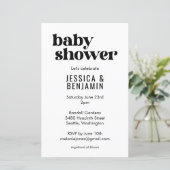 Budget Modern Leuk Zwart Wit Baby shower Invite (Staand voorkant)