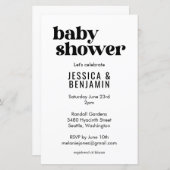 Budget Modern Leuk Zwart Wit Baby shower Invite (Voorkant / Achterkant)