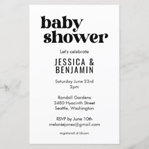 Budget Modern Leuk Zwart Wit Baby shower Invite