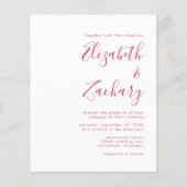 Budget Modern Magenta Script Huwelijksuitnodiging (Voorkant)