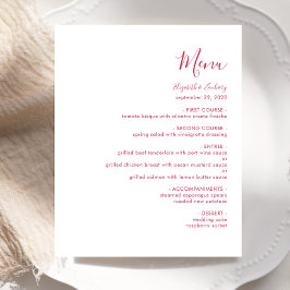 Budget Modern Magenta Script Trouwmenu