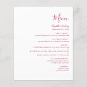 Budget Modern Magenta Script Trouwmenu (Voorkant)