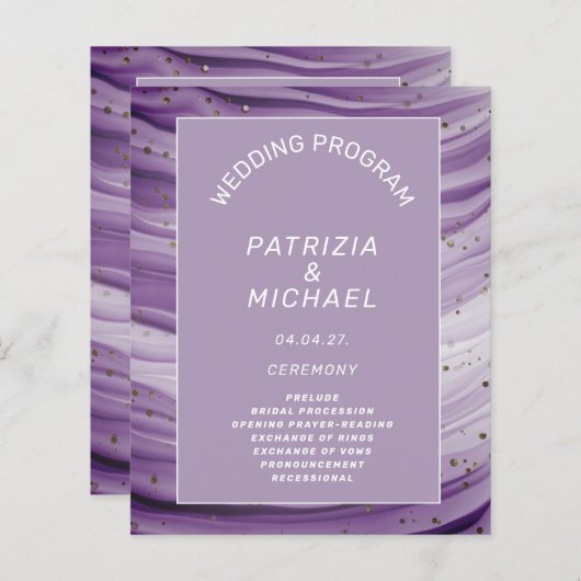 Budget Modern Mauve Paarse Trouwprogramma (Voorkant / Achterkant)