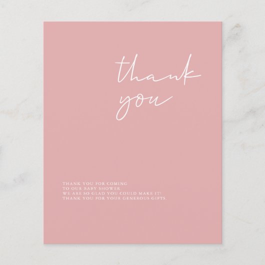 Budget modern meisje Baby shower - Hartelijk dank (Voorkant)