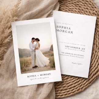 Budget Modern Minimalist Boho Photo Wedding Kaart