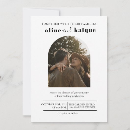 Budget Modern & Minimalist Elegant Photo Wedding Kaart (Voorkant)