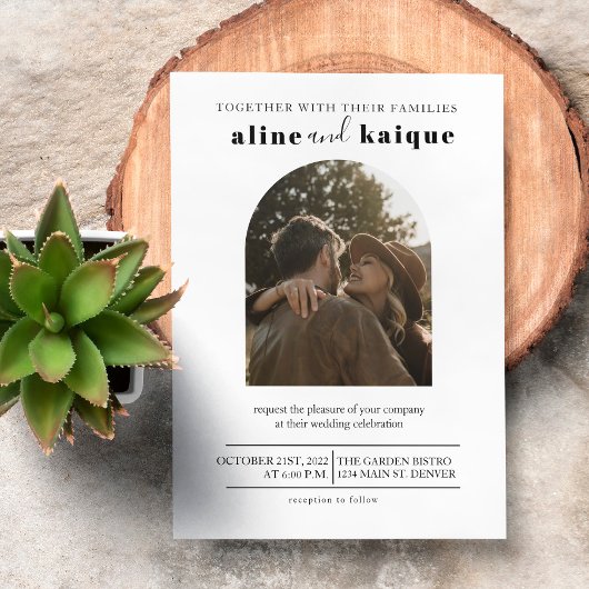 Budget Modern & Minimalist Elegant Photo Wedding Kaart