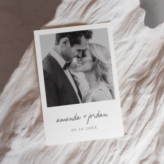 Budget Modern & Minimalist Elegant Photo Wedding Kaart