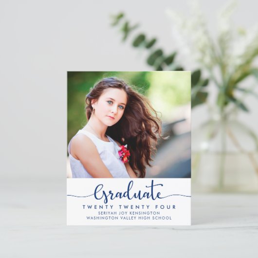 BUDGET Modern Minimalist Script Afstuderen Foto (Staand voorkant)