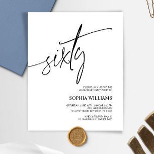 Budget Modern Minimalistisch 60e Verjaardag Uitnod