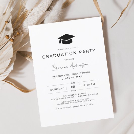 Budget Modern Minimalistisch Chic Graduation Party