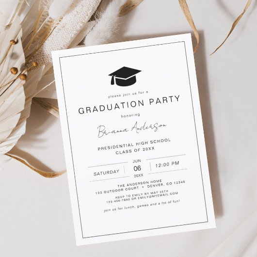 Budget Modern Minimalistisch Chic Graduation Party