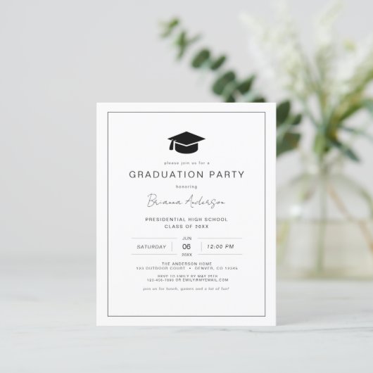 Budget Modern Minimalistisch Chic Graduation Party (Staand voorkant)