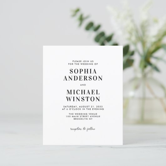 Budget Modern Minimalistisch RSVP QR Foto Bruiloft (Staand voorkant)