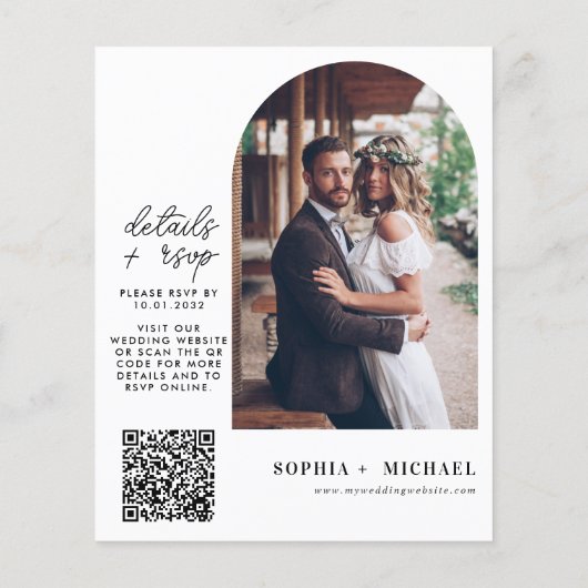 Budget Modern Minimalistisch RSVP QR Foto Bruiloft (Achterkant)