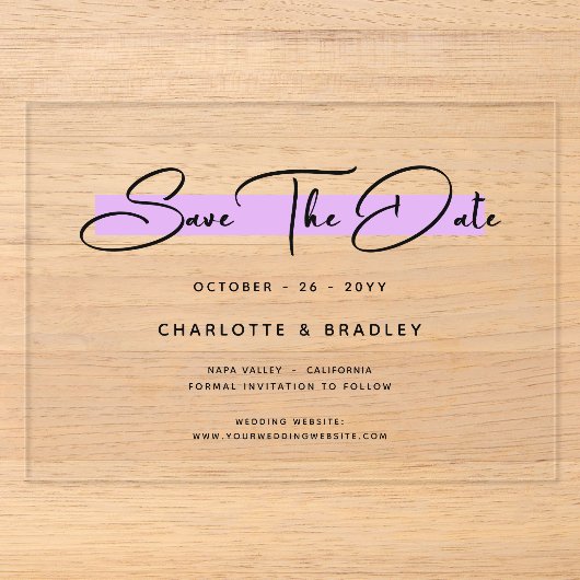 Budget Modern Minimalistisch Script Save The Date Acryl Uitnodigingen (Voorkant)