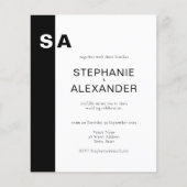 Budget Modern Monogram Black White Wedding Invite (Voorkant)