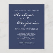 Budget Modern Navy Blue Photo Wedding Invitation (Voorkant)