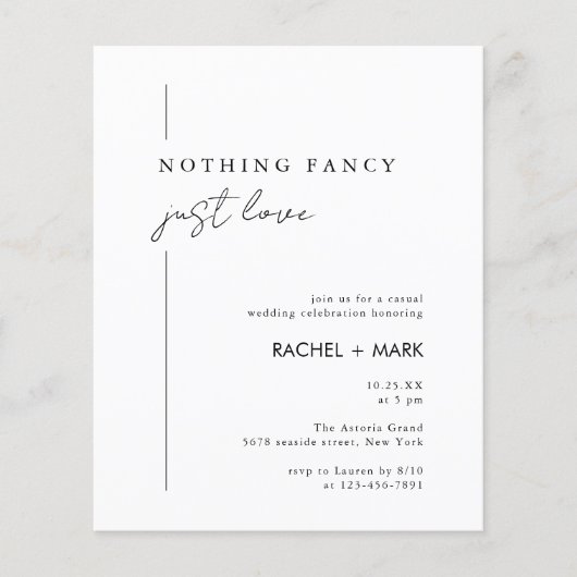 Budget Modern Niets Fancy Gewoon Liefde Bruiloft (Voorkant)