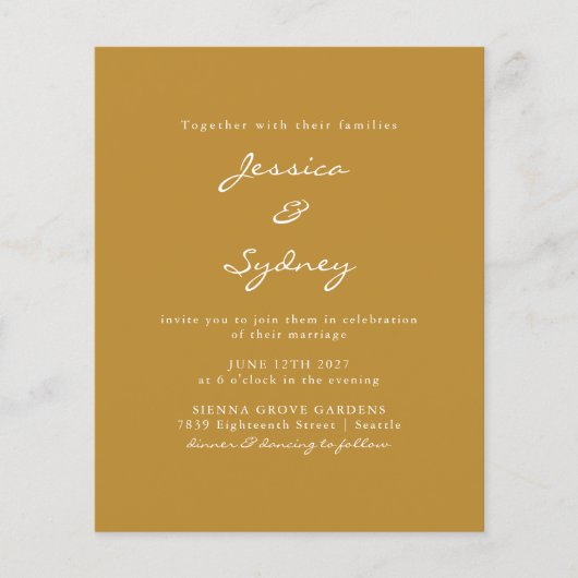 Budget Modern Ochre Script Weddenschap (Voorkant)