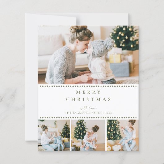 BUDGET Modern Olive Green Multi Photo Christmas (Voorkant)