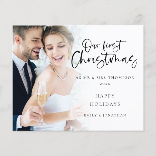 Budget Modern Onze Eerste Kerstmis Mr. Mrs. Foto (Voorkant)