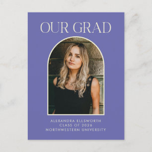 Budget Modern Paars Afstuderen Foto Briefkaart