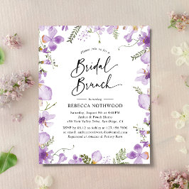 Budget Modern Paarse Bridal Brunch Uitnodiging