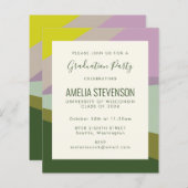 Budget Modern Paarse Groene GraduPartij nodigt uit (Voorkant / Achterkant)