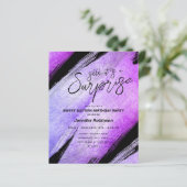 Budget Modern Paarse Surprise Sweet 16 Invites (Staand voorkant)