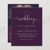 Budget Modern Paarse Violet Foto Bruiloft Uitnodig (Voorkant / Achterkant)