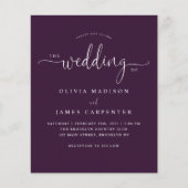 Budget Modern Paarse Violet Foto Bruiloft Uitnodig (Voorkant)