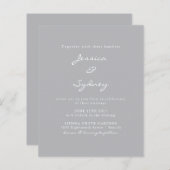 Budget Modern Pewter Script Weduwen Uitnodiging (Voorkant / Achterkant)