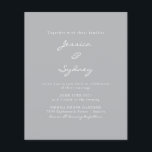 Budget Modern Pewter Script Weduwen Uitnodiging<br><div class="desc">Budgetminimalistisch modern Pewter Gray Script Weddenschap</div>