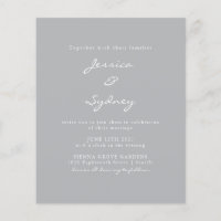 Budget Modern Pewter Script Weduwen Uitnodiging