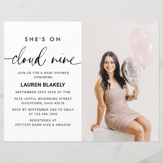 Budget Modern Photo Cloud 9 Baby shower Invitation (Voorkant)