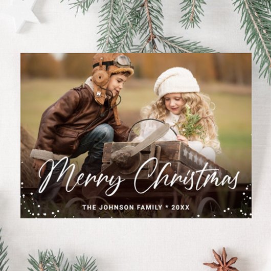 Budget Modern PHOTO Merry Christmas Wenskaart Briefkaart