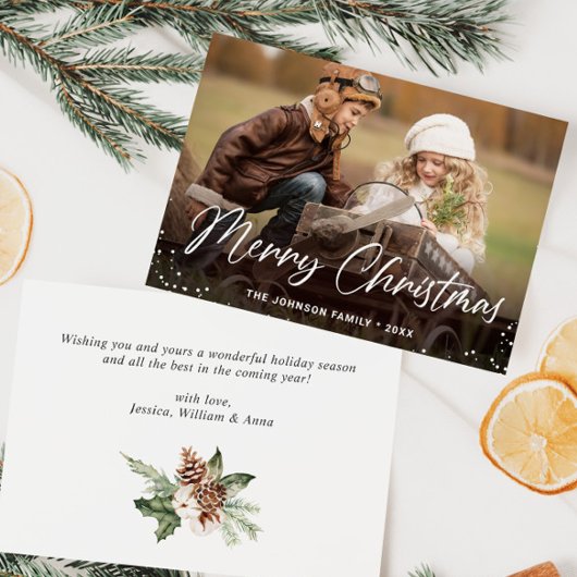 Budget Modern PHOTO Merry Christmas Wenskaart Briefkaart