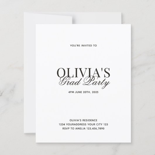 BUDGET Modern Photo Typography Script Grad Party (Achterkant)