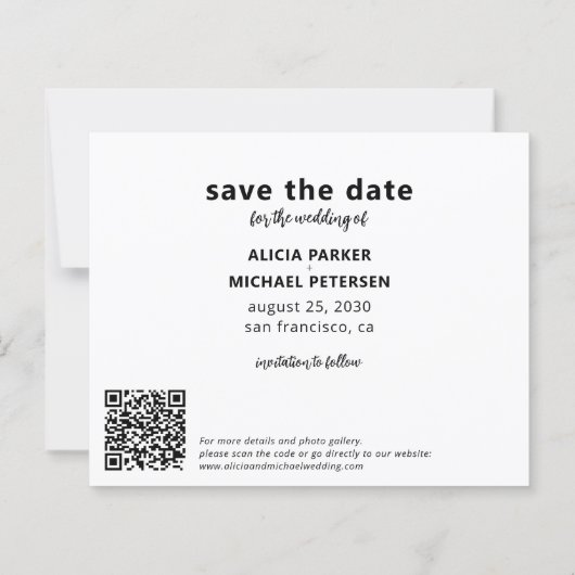 Budget modern photo wedding save the date (Achterkant)