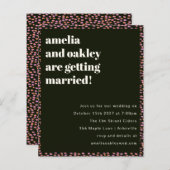 Budget Modern Pink Black Dot bruiloft uitnodiging (Voorkant / Achterkant)