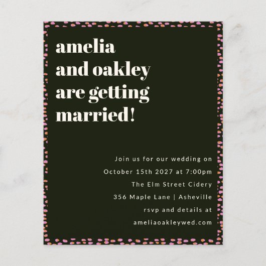 Budget Modern Pink Black Dot bruiloft uitnodiging (Voorkant)