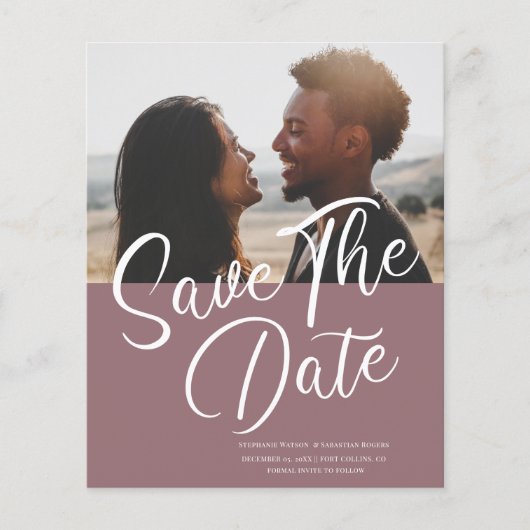 Budget Modern Plaid Save the Date Bruiloft (Voorkant)