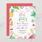 Budget Modern Pool Party Summer Sweet 16 Birthday (Voorkant / Achterkant)